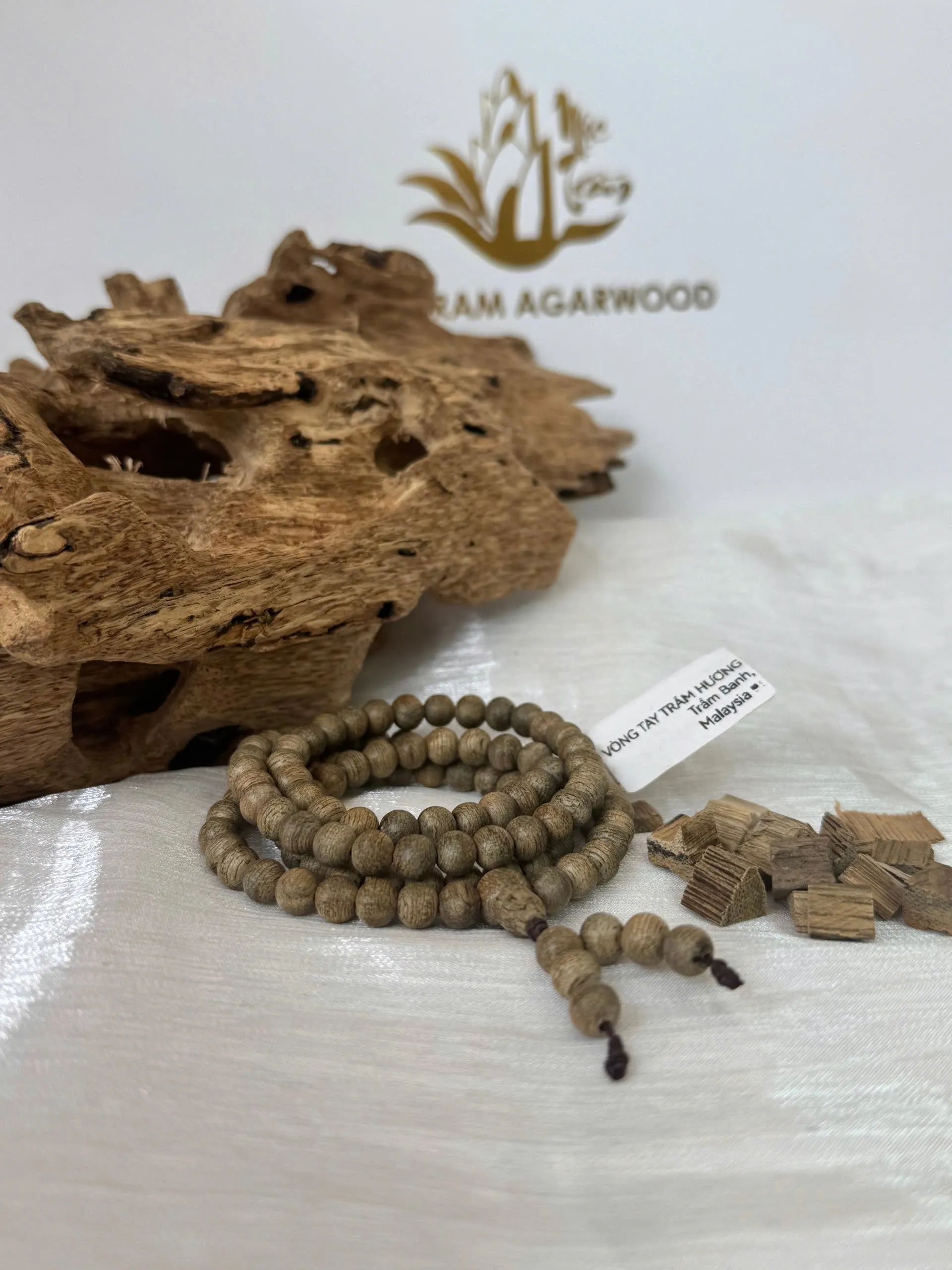 108 Bead Agarwood Mala Bracelet – Natural Malaysian Wild Oud (6mm)